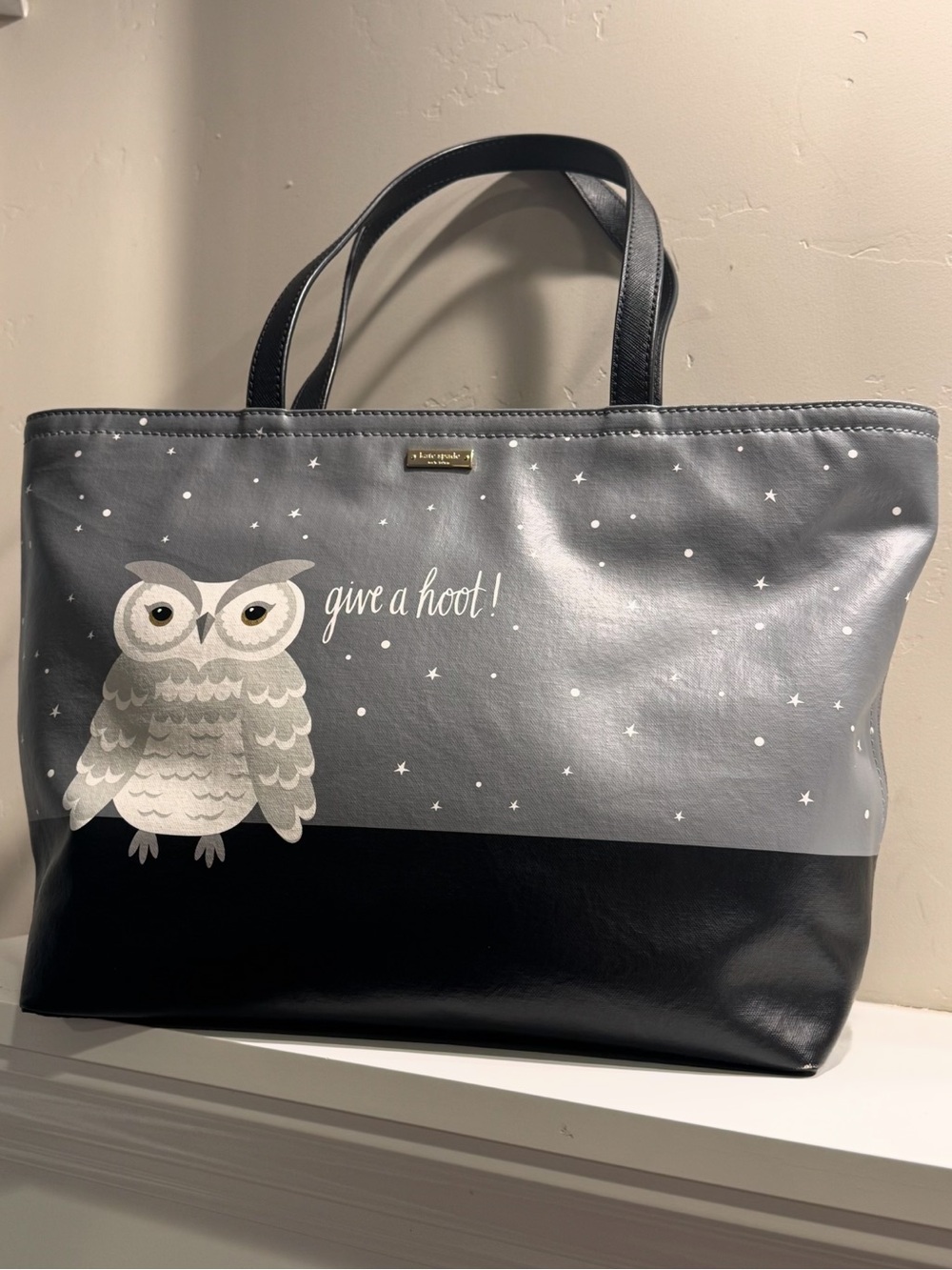Kate Spade Give a Hoot Collectible Owl Leather Tote Bag 2018 Collection - Picture 2 of 8